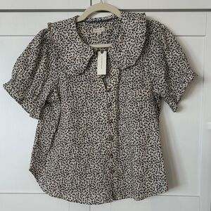 Pilcro Black and White Floral Blouse